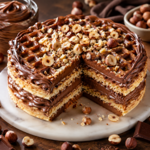 Nutella Hazelnut Waffle Cake